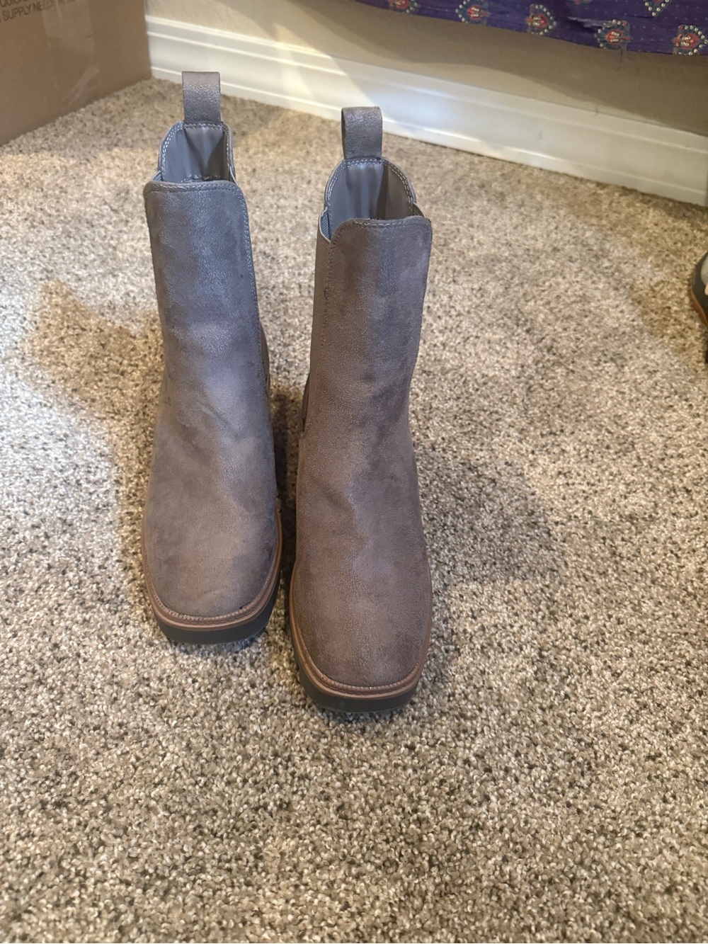 BAMBOO Gray Suede Chelsea Ankle Boots